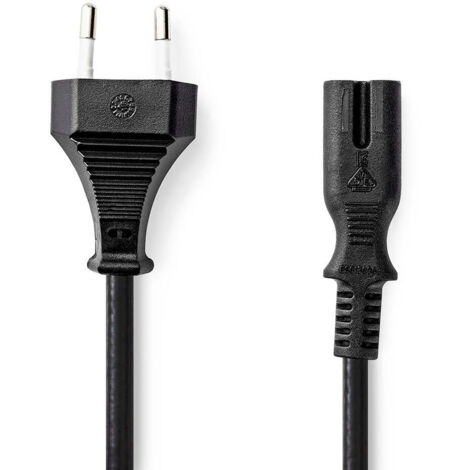 Nedis Stromkabel / Euro Männlich / IEC-320-C7 / Gerade / Gerade / Vernickelt / 1.00 m / Flach / PVC / Schwarz / Label (1/3)