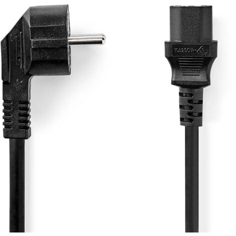Nedis Stromkabel / Schutzkontaktstecker / IEC-320-C13 / Abgewinkelt / Gerade / Vernickelt / 10.0 m / Rund / PVC / Schwarz / Label (1/3)