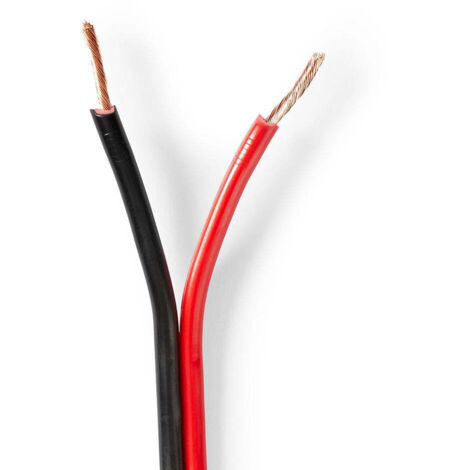 Nedis Lautsprecherkabel / 2 x 1.50 mm² / Kupfer / 100 m / Rund / PVC / Red / Schwarz / Rolle (1/2)