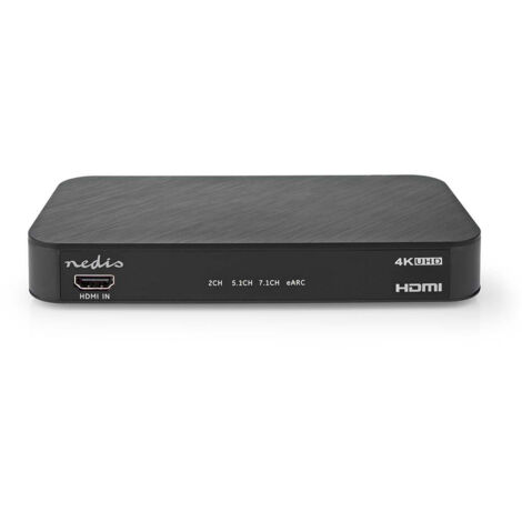 Nedis Digital Audio Converter / 2-Weg / Audio- / Video- / Dateneingänge: DC Power / 1x HDMI™ Input / Audio- / Video- / Datenausgänge: 1x 3.5 mm / 1x TosLink / 3x HDMI™ Output / Automatisch / Druckknop (1/5)