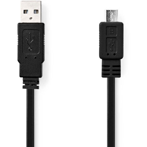 Nedis USB-Kabel / USB 2.0 / USB-A Stecker / USB Micro-B Stecker / 480 Mbps / Vernickelt / 1.00 m / Flach / PVC / Schwarz / Umschlag (1/3)