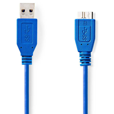 Usb kabel usb 32 gen 1 usb a stecker usb micro b stecker 5 gbps vernickelt 500 m rund pvc blau plastikbeutel (1/3)
