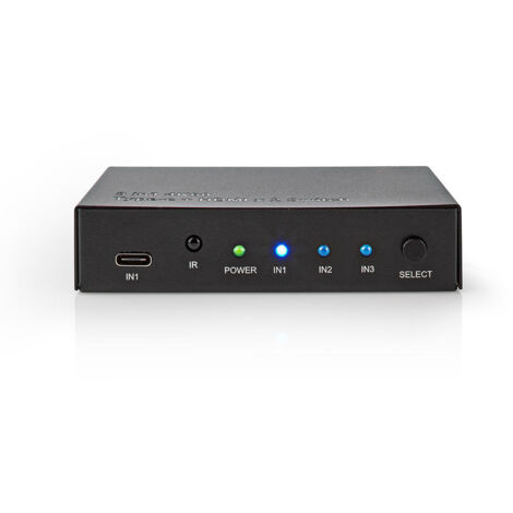 Nedis HDMI Schalter / 3-Port / 1x USB-C / 2x HDMI Eingang / 1x HDMI Ausgang / 4K@60Hz / 18.0 Gbps / Metall / Anthrazit (1/5)