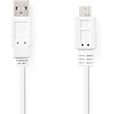 Nedis USB-Kabel / USB 2.0 / USB-A Stecker / USB Micro-B Stecker / 480 Mbps / Vernickelt / 1.00 m / Flach / PVC / Weiss / Umschlag (1/3)