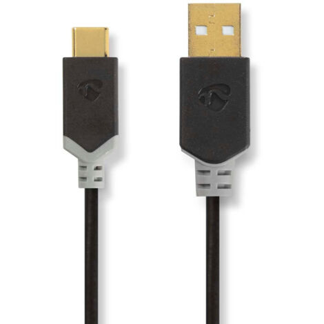 Nedis USB-Kabel / USB 2.0 / USB-A Stecker / USB-C™ Stecker / 60 W / 480 Mbps / Vergoldet / 1.00 m / Rund / PVC / Anthrazit / Box (1/3)