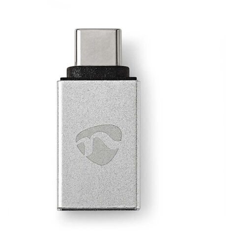 Nedis USB-C™ Adapter / USB 3.2 Gen 1 / USB-C™ Stecker / USB-A Buchse / 5 Gbps / Rund / Vernickelt / Silber / Verpackung mit Sichtfenster (1/5)