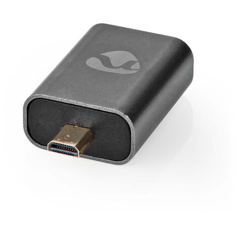 Hdmi adapter hdmi stecker hdmi mikroanschluss hdmi buchse hdmi ausgang vergoldet gerade aluminium grau mit metall 1 stk karton mit abgedecktem fenster 387 (1/5)