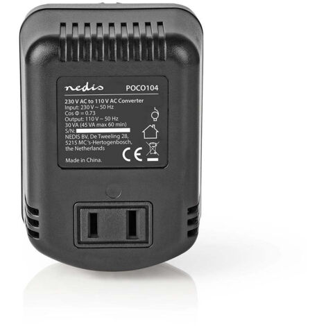 Nedis Stromwandler / Netzstromversorgung / 230 V AC 50 Hz / 30 W / Schutzkontakt / Schwarz