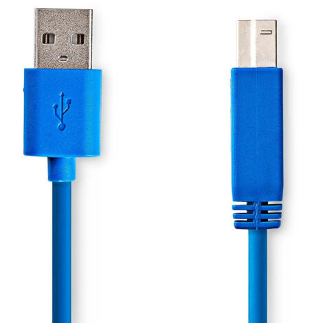 Usb kabel usb 32 gen 1 usb a stecker usb b stecker 5 gbps vernickelt 300 m rund pvc blau plastikbeutel 387616 (1/3)