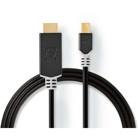 Nedis Mini Displayport-Kabel / DisplayPort 1.4 / Mini DisplayPort Stecker / HDMI™ Stecker / 48 Gbps / Vergoldet / 2.00 m / Rund / PVC / Anthrazit / Plastikbeutel (1/5)