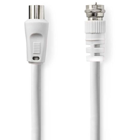 Nedis Satelliten- und Antennenkabel / F Stecker / IEC (Coax) Stecker / Vernickelt / 50 dB / 75 Ohm / Doppelt geschirmt / 5.00 m / Rund / PVC / Weiss / Umschlag (1/2)
