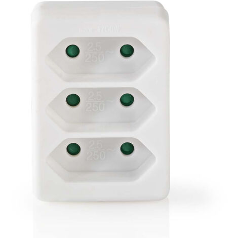Nedis Stromverteiler | Typ F (CEE 7/7) | 250V-50 Hz | Netzkabel Anschluss B: Frankrech / Type C (CEE 7/16) | 250 V - 50/60 Hz | 2.5 A A | 1700 W | Weiss NE550681914 (1/5)