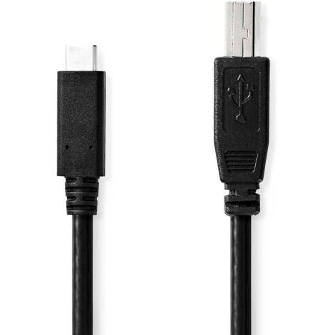 Nedis USB-Kabel / USB 2.0 / USB-C™ Stecker / USB-B Stecker / 480 Mbps / Vernickelt / 2.00 m / Rund / PVC / Schwarz / Box (1/3)
