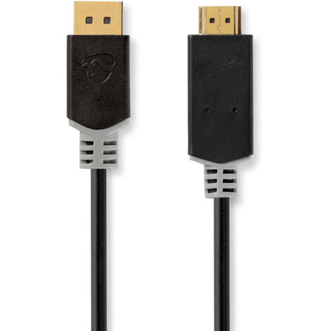 Nedis Displayport-Kabel / DisplayPort Stecker / HDMI™ Stecker / 4K@30Hz / Vergoldet / 1.00 m / Rund / PVC / Anthrazit / Box (1/3)
