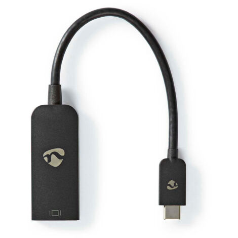 Nedis USB-C™ Adapter / USB 3.2 Gen 1 / USB-C™ Stecker / DisplayPort Buchse / 8K@30Hz / 0.20 m / Rund / Vernickelt / PVC / Schwarz / Box (1/4)