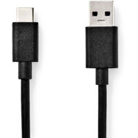 Nedis USB-Kabel / USB 3.2 Gen 1 / USB-A Stecker / USB-C™ Stecker / 15 W / 5 Gbps / Vernickelt / 1.00 m / Rund / PVC / Schwarz / Label
