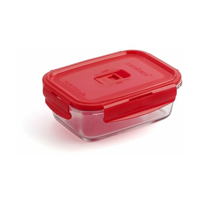 HERMETICO CRISTAL RECTANGULAR PURE BOX ROJO 82 CL