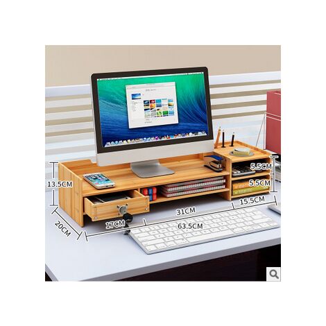 50 * 20 * 11,7cm Blanc ordinateur portable TV Support en bois organisateur universel pour moniteur ordinateur de bureau pour élever le Bureau 