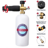 MATCC Lance en mousse réglable pour bouteille de 1 litre avec canon à mousse avec connecteur rapide 1/4'' pour laveuse à pression Coxolo