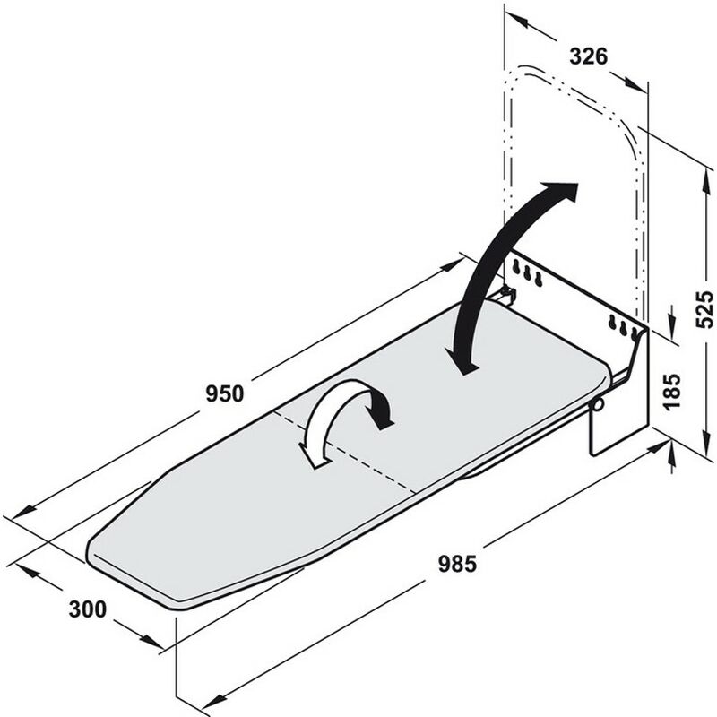 Asse da stiro Ironfix 568.60.723 montaggio dietro frontale cassetto con  telo copriasse