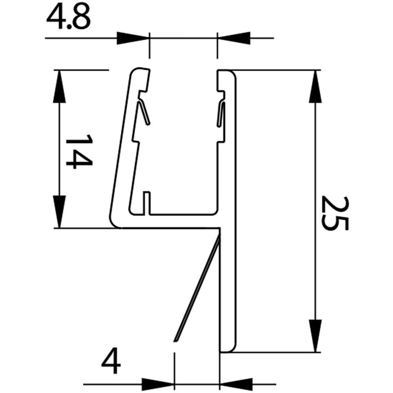 Profilo guarnizione deviatore per box doccia spessore vetro 6-8 mm,  lunghezza 2200 mm 8PT8-20