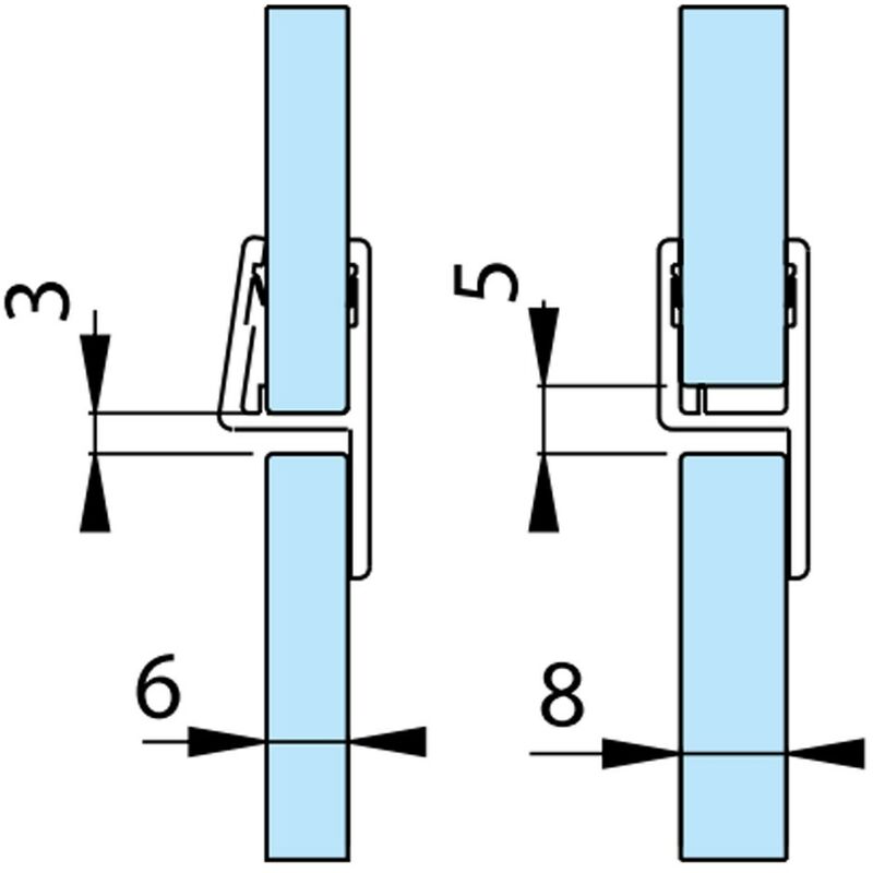 Profilo guarnizione battuta 180° per box doccia spessore vetro 6-8 mm,  lunghezza 2200 mm 8PT8-45