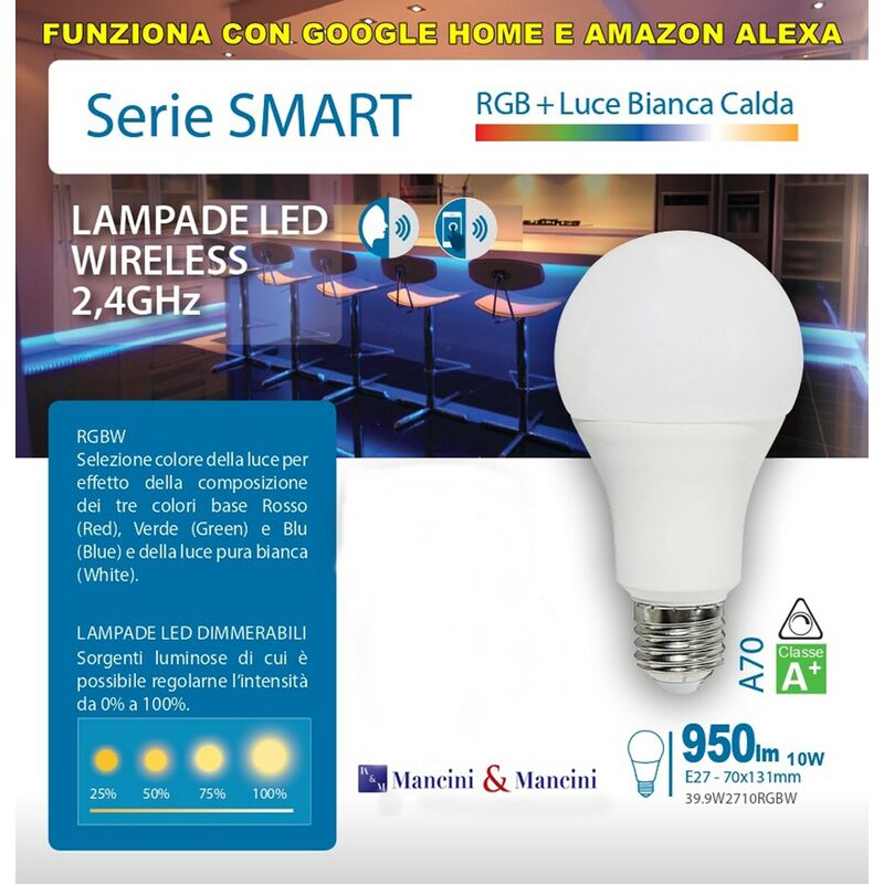 EZVIZ - Lampadina Smart Luce Bianca 806 Lumen 2700k E27