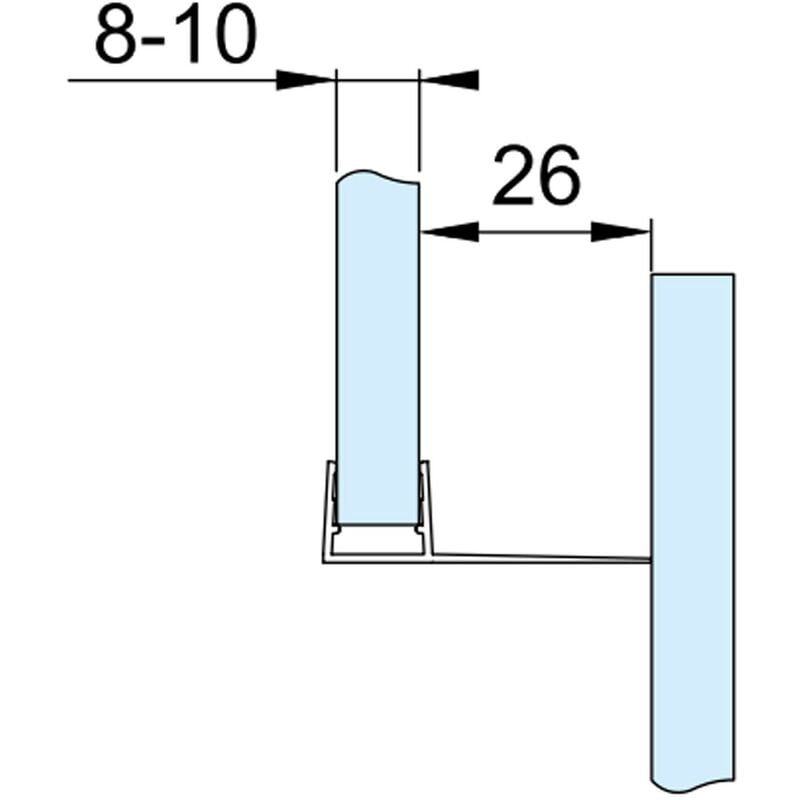 Profilo guarnizione deviatore per box doccia spessore vetro 8-10 mm,  lunghezza 2200 mm 8PT8-25