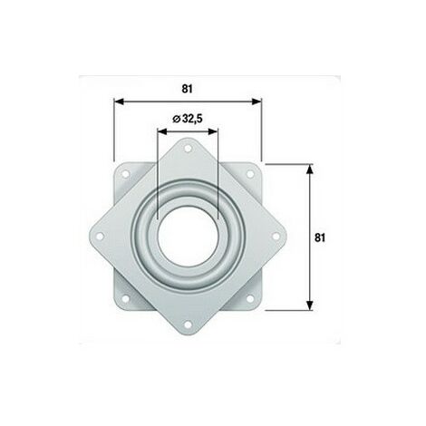 Piastra girevole quadra 81x81mm con foro Ø32 mm Omge 1020