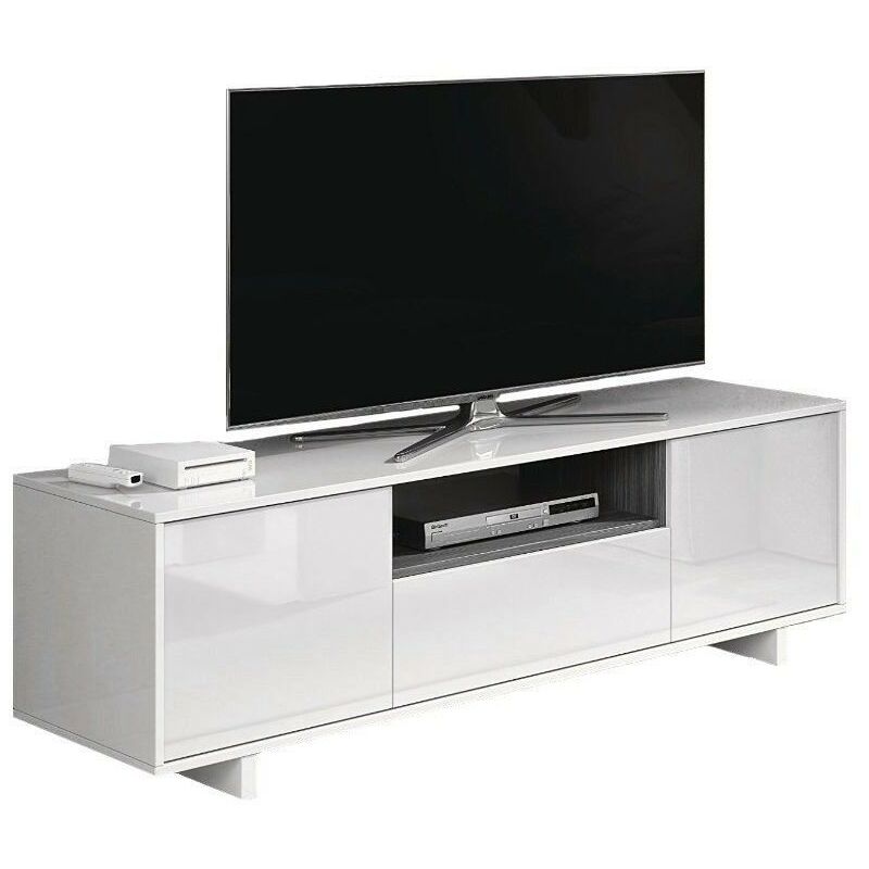 Mobile soggiorno porta Tv Zaira 150 cm Bianco lucido e Grigio