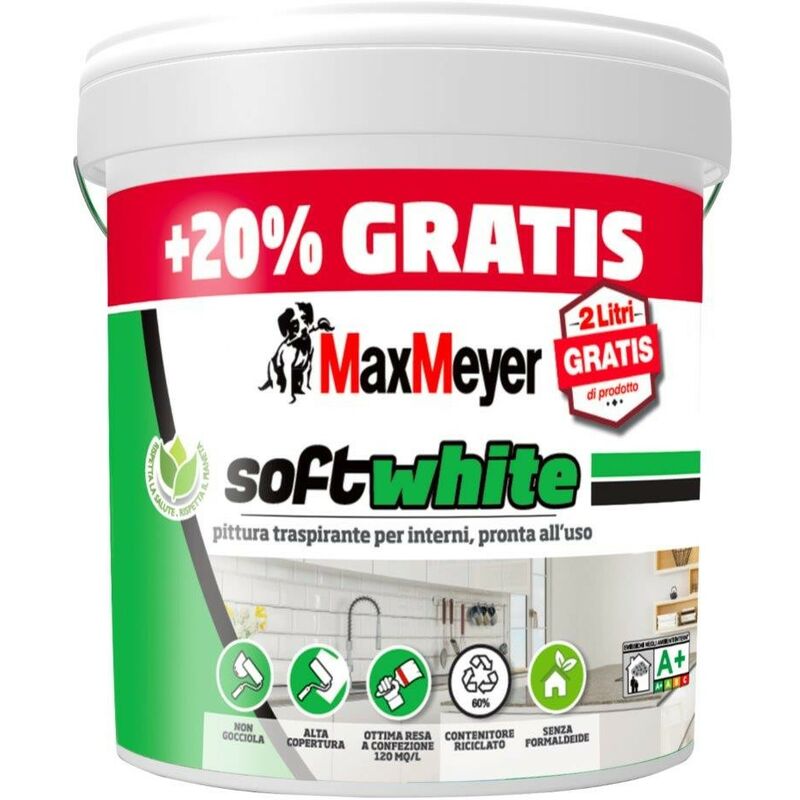 Pittura Bianca per interni Soft White 10 Litri + 2 in Omaggio