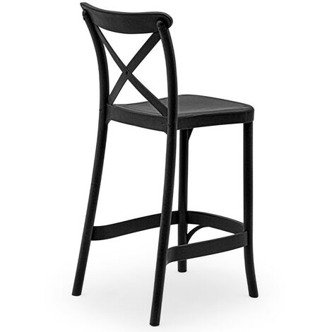 SGABELLO ALTO CON SCHIENALE NERO MOD. DALIA
