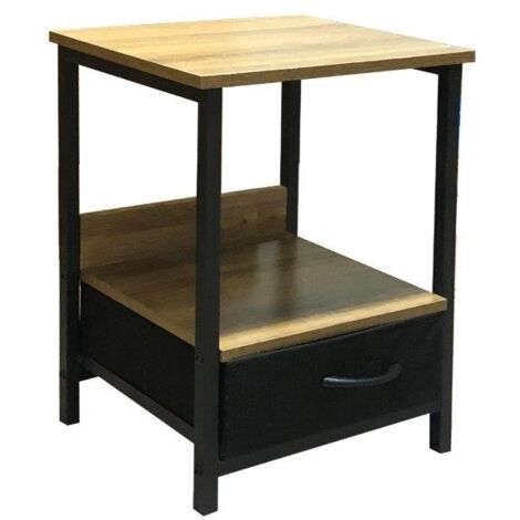 COMODINO INDUSTRIAL CON CASSETTO 40x35x55H QUERCIA (1/3)