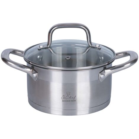 Casseruola 2 manici e coperchio Acciaio inox nera e argentata GLAMOUR DIAMOND | Maisons du Monde