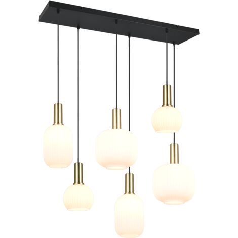Sospensione Diva 6 Lampade Vetro cm.85 E27 Ottone Satinato (1/4)