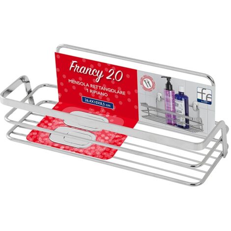 Mensola rettangolare francy Feridras 1 ripiano cromo (1/5)