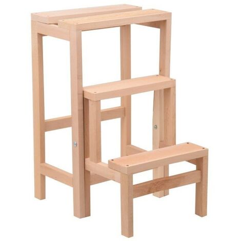SGABELLO SCALETTA RIBALTABILE IN LEGNO NATURALE