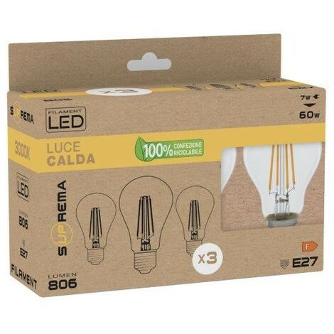 Kit 6 lampadine LED Philips - Goccia 8W (60W) - E27 - Luce Calda