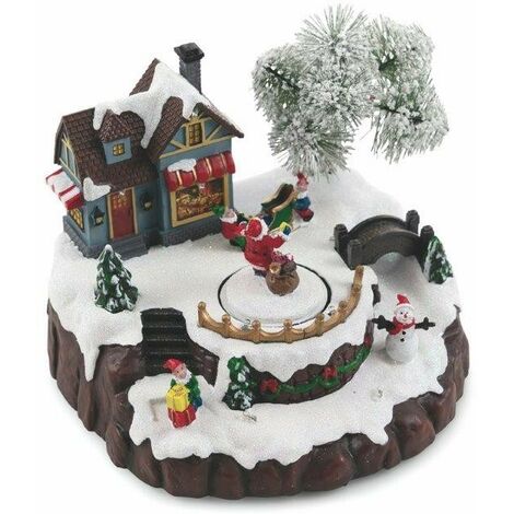VILLAGGIO NATALE CON MUSICA E LUCI BABBO NATALE 21X18,5X16 CM (1/5)