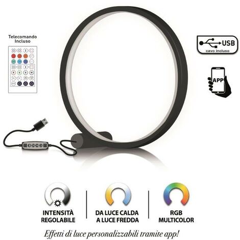 Ventilatore Da Tavolo Lampada Con Luce RGB Multicolore Inclinabile180°3 Velocità