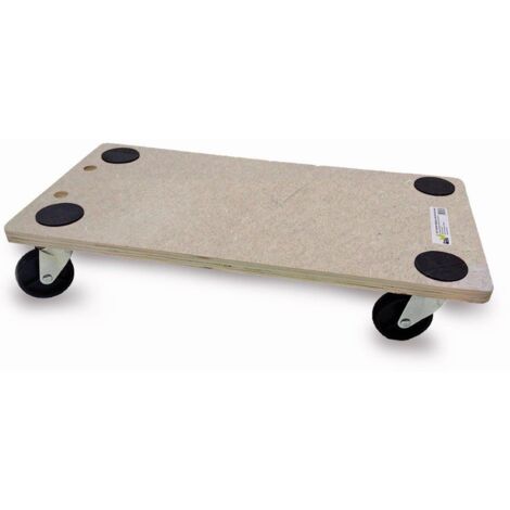 PEDANA RETTANGOLARE IN LEGNO CON 4 RUOTE PIVOTTANTI 60X30 CM