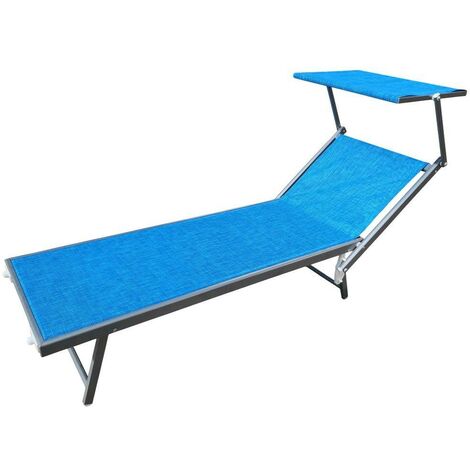 LETTINO ALLUMINIO 189X61 CON PARASOLE BLU