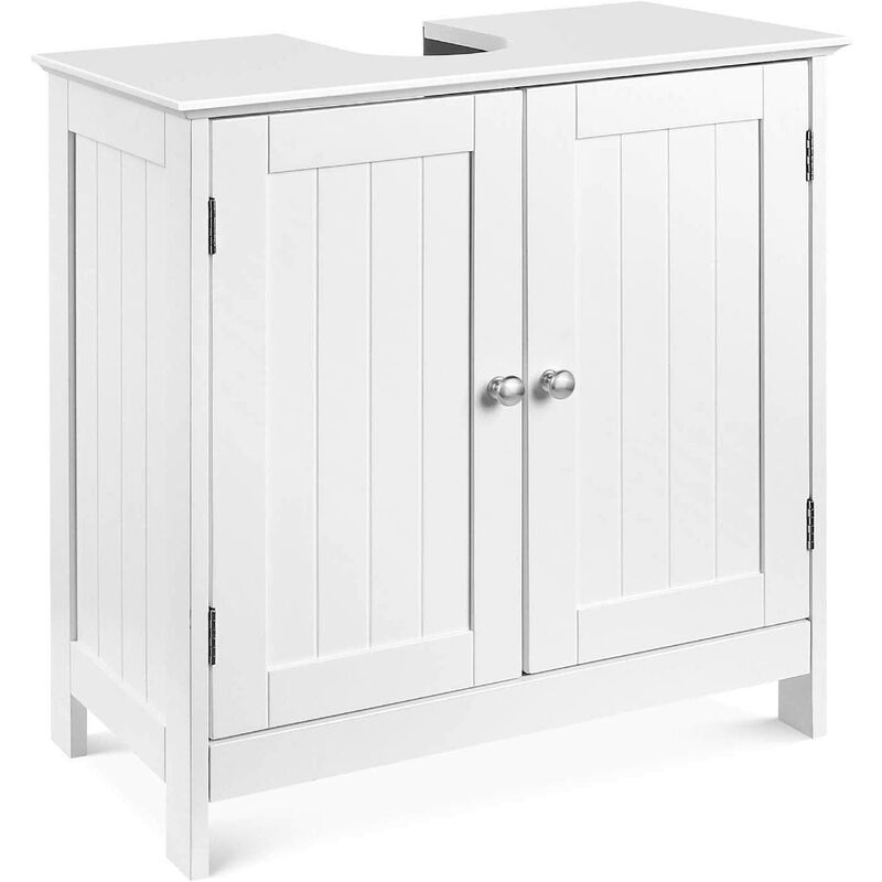 HOMFA Mueble de baño con 2 estantes, blanco, contrachapado, 60 x 60 x 30 cm x