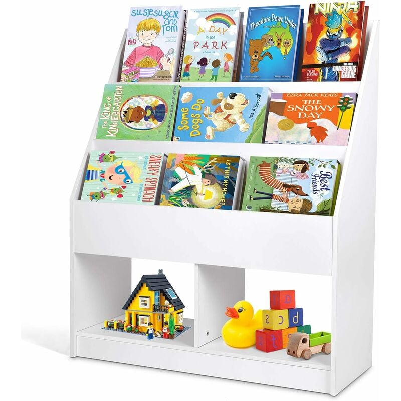 Homfa Estantería de Juguetes, Armario Infantil con , 80 * 32 * 96 cm, Extraíbles, Librería con,Cajas de Juguetes, para Sala de Juegos， Muebles de dormitorio, Blanco