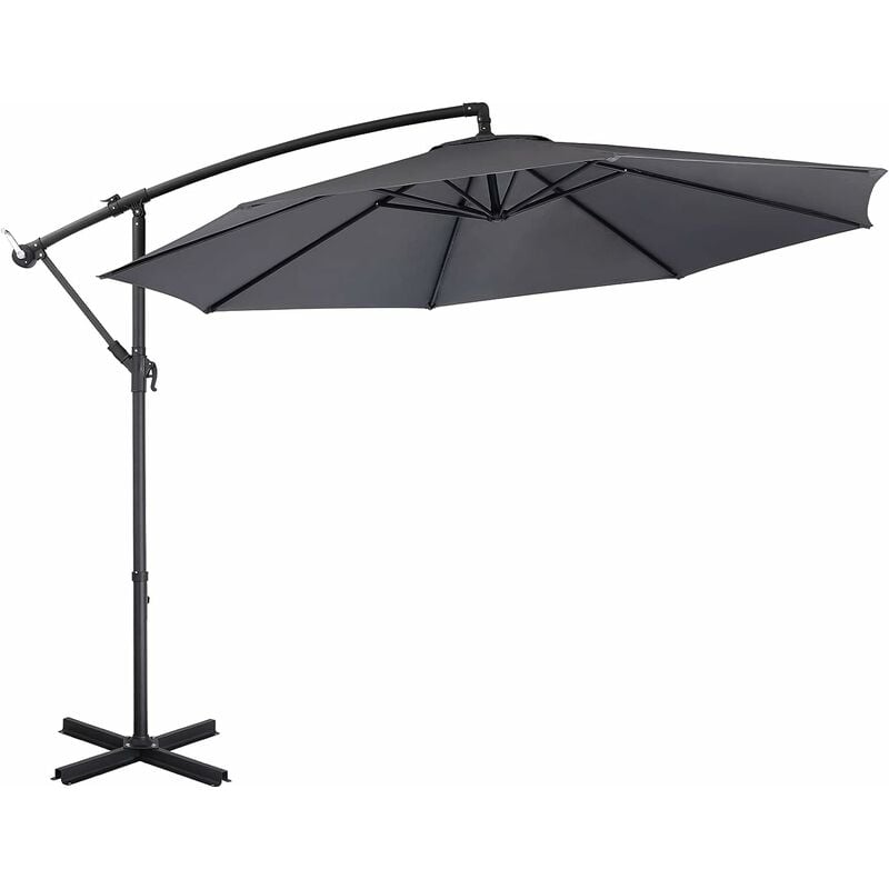 Homfa Sombrilla, Parasol Redonda, 300 cm, sin base de sombrilla -gris