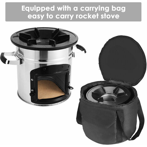 Homfa Rocket Stove 26 x 25 cm -Estufa de Leña Portátil con Bolsa de Transporte para Acampada/ Senderismo, Hornillo Portátil, Ligero, Acero Inoxidable, para Cocinar al Aire Libre/ Camping/ Picnic