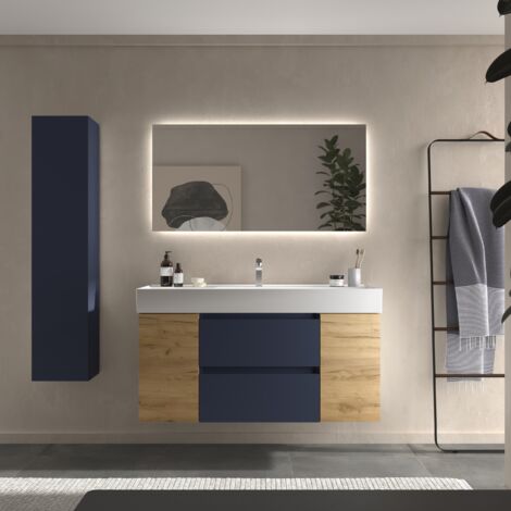 Mueble Baño Bequia 120cm y coqueta y lavabo Azul / Roble 120x45x66 (1/5)