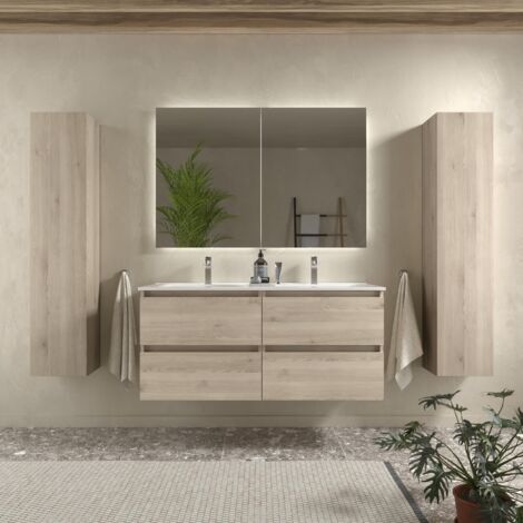 Mueble de Baño BEQUIA 120cm Natural Lavabo Porcelana (1/5)