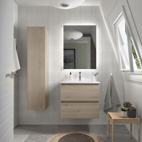 Cygnus Bath – Mueble de baño BEQUIA 70cm – Lavabo de porcelana blanca – Cajones con cierre amortiguado – Acabado gris onix fácil limpieza (1/5)