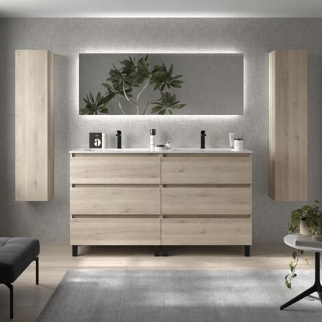 Mueble de Baño BEQUIA 3C 160cm Natural Lavabo Vilna Solid Surface (1/4)
